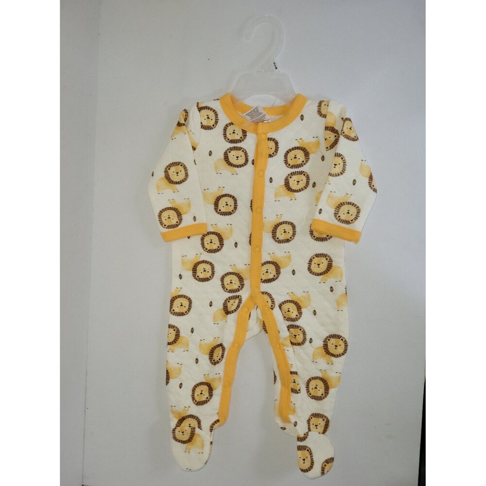 Little Beginnings Size 0-3 Months Yellow Lion Print Baby Footed One-Piece NEW